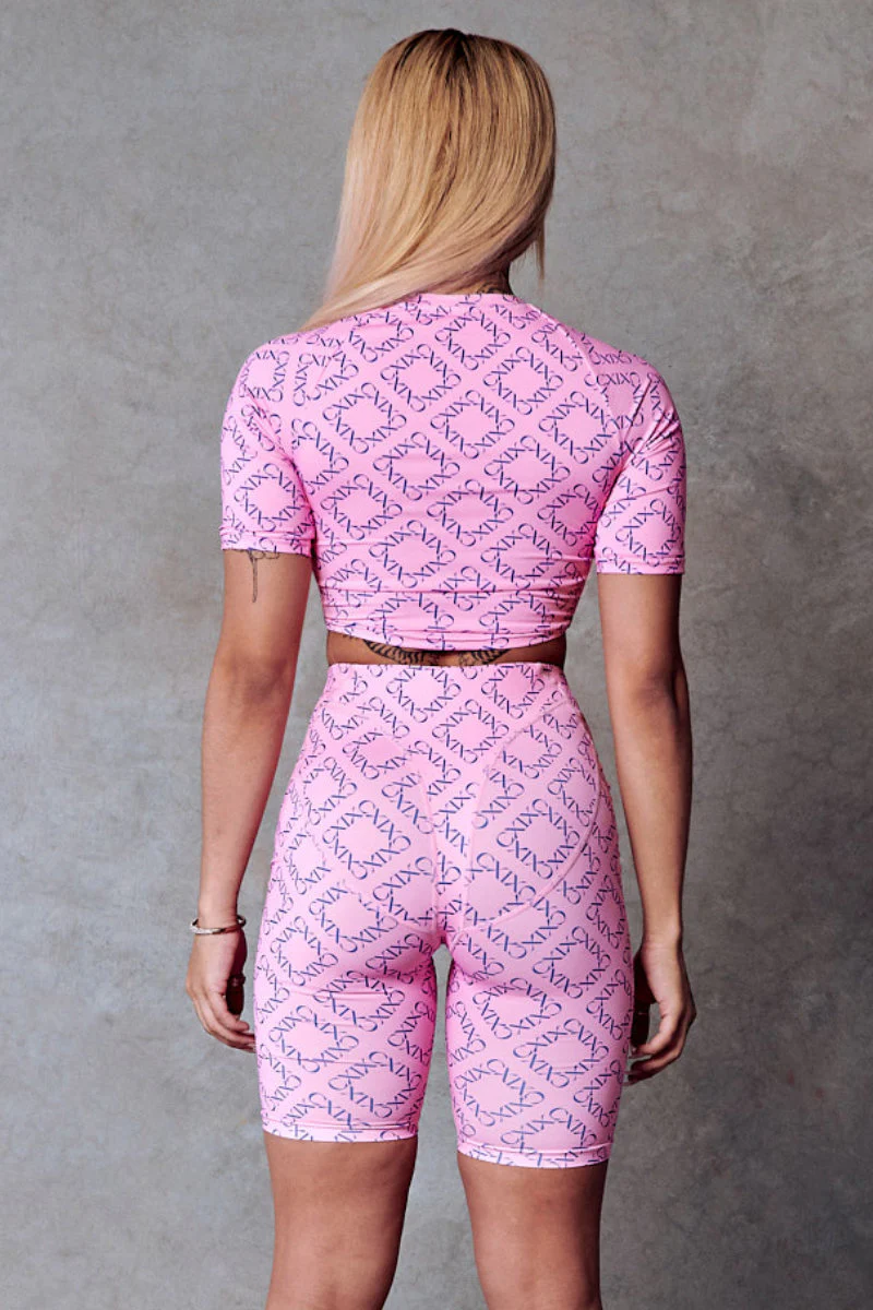 CXIX 119 Statement Crop Tee - Pink Print - Image 2