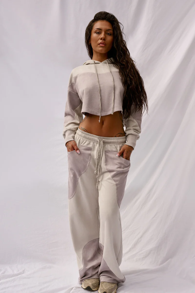 CXIX CLOUD CONTOUR Faux Suede Wide Leg Pant - Wavey Grey