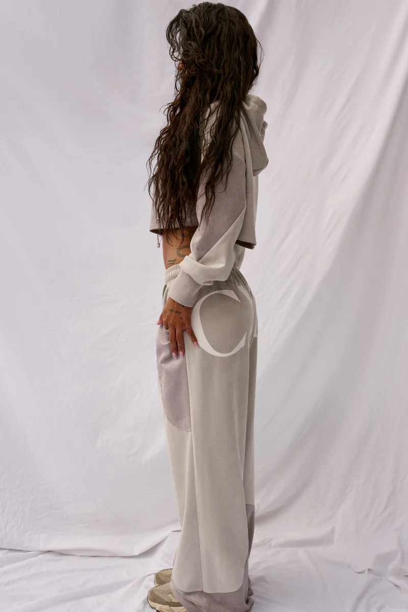 CXIX CLOUD CONTOUR Faux Suede Wide Leg Pant - Wavey Grey - Image 3