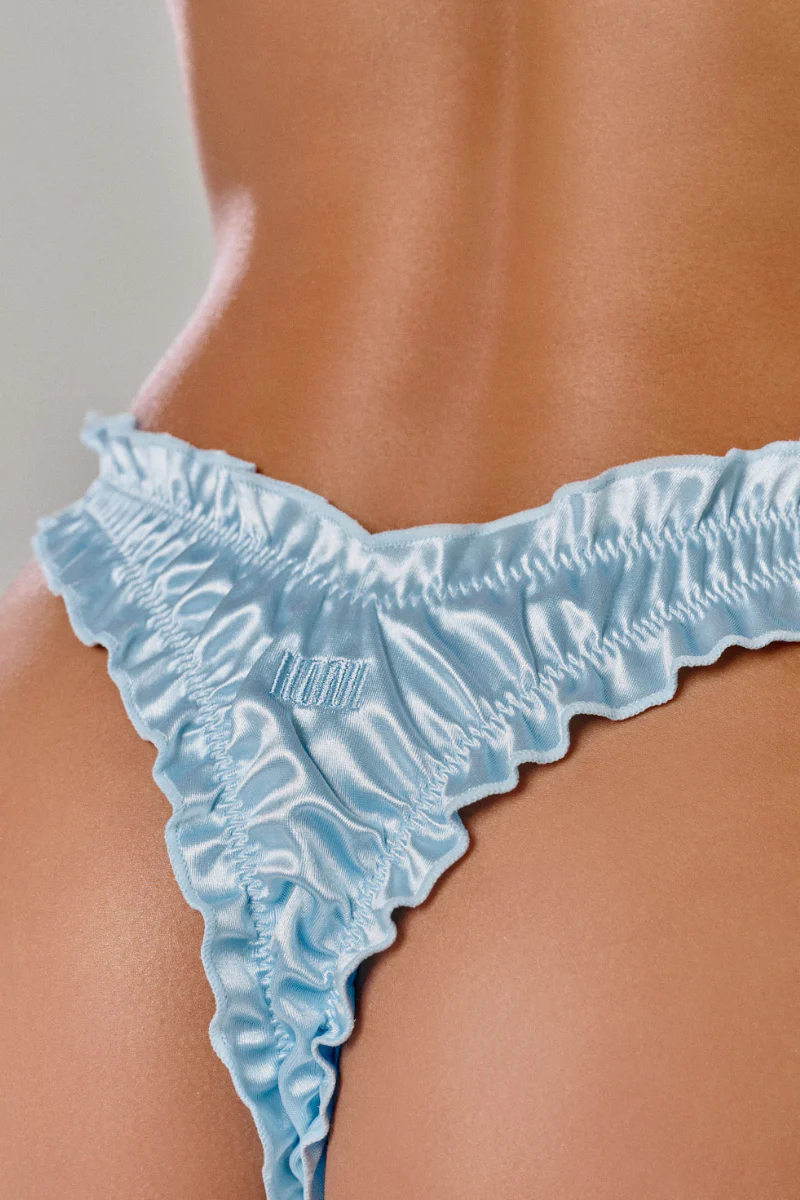 CXIX X HOAH Pillowtalk Feeling Fussy Bottoms - Blue Satin - Image 4