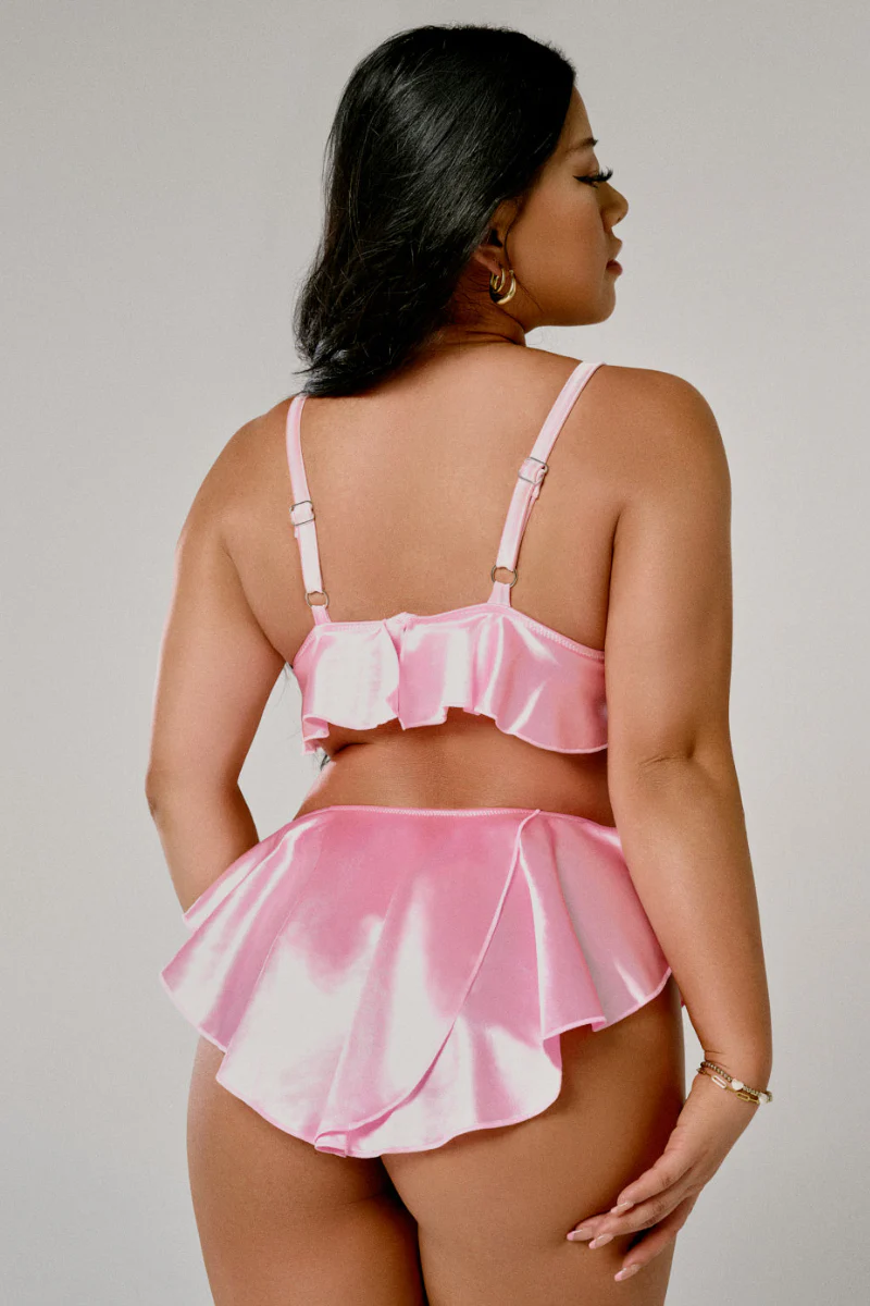 CXIX X HOAH Pillowtalk Take the Plunge Top - Pink Satin - Image 2