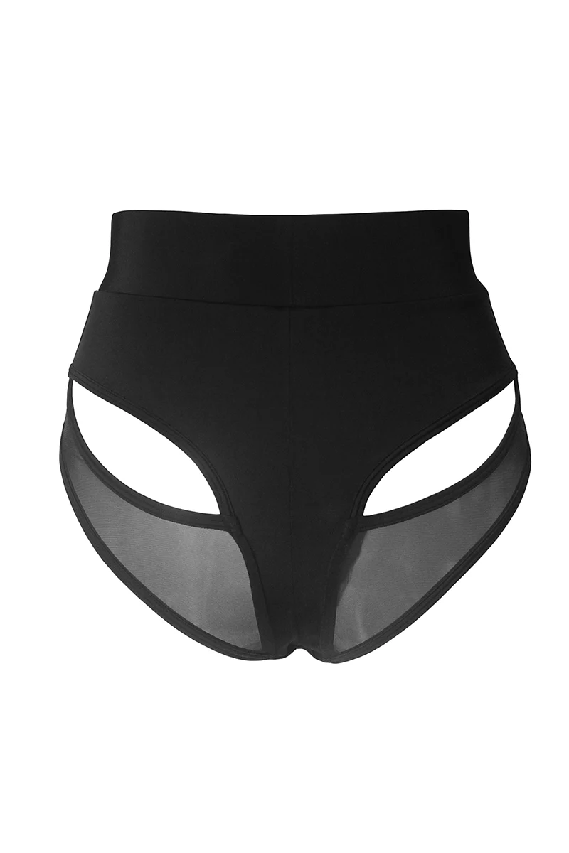 Hamade Activewear Mesh Hollow Back Bottoms - Black - Image 3