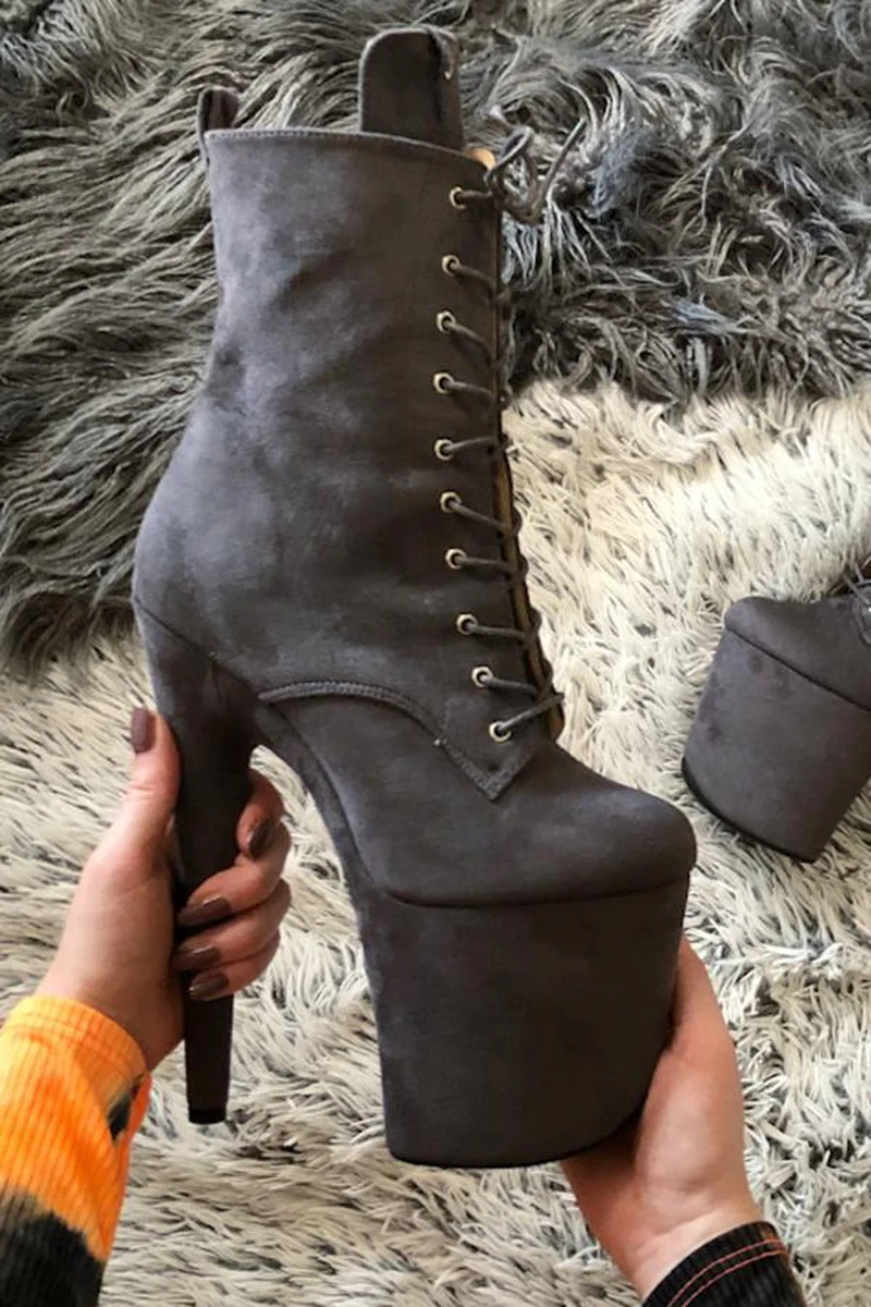 Hella Heels BabyDoll 8inch Boots - Dark Grey  (UK2/3 ONLY) - Image 2