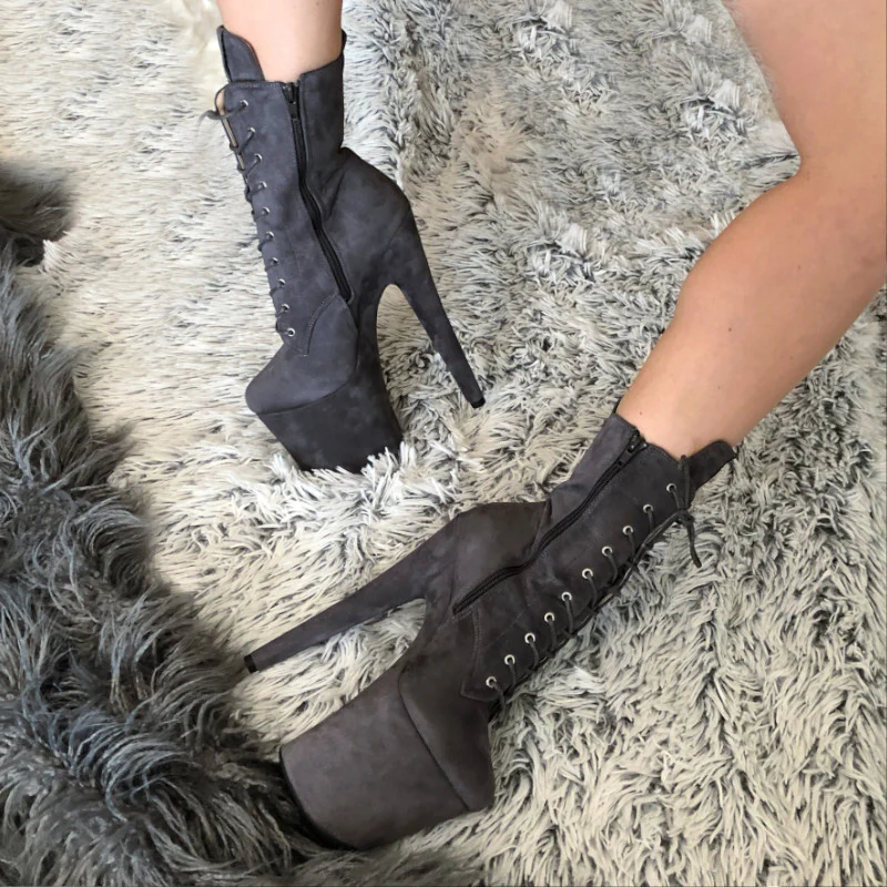 Hella Heels BabyDoll 8inch Boots - Dark Grey  (UK2/3 ONLY) - Image 5
