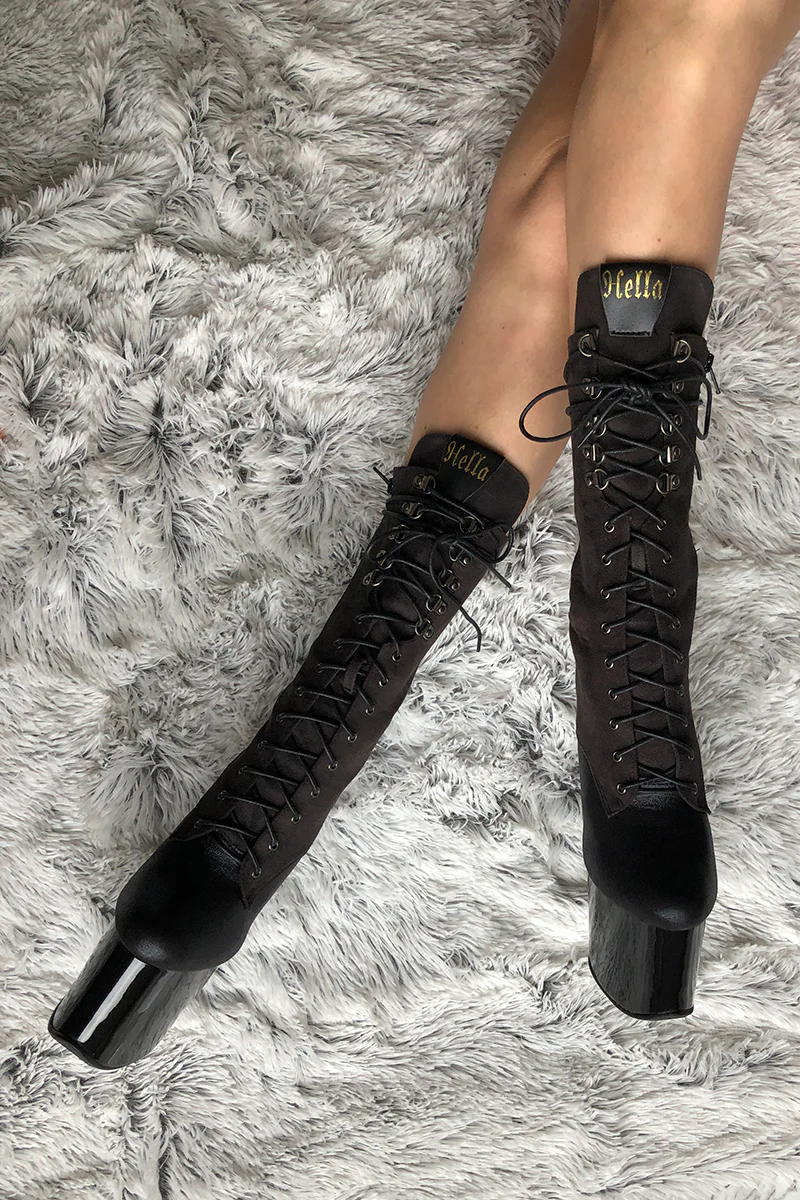 Hella Heels Blaq Kicks 8inch Boots - Black