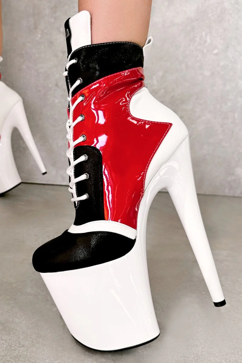 Hella Heels EmpireKicks 8inch Ankle Boots - Atomic Red - Image 4