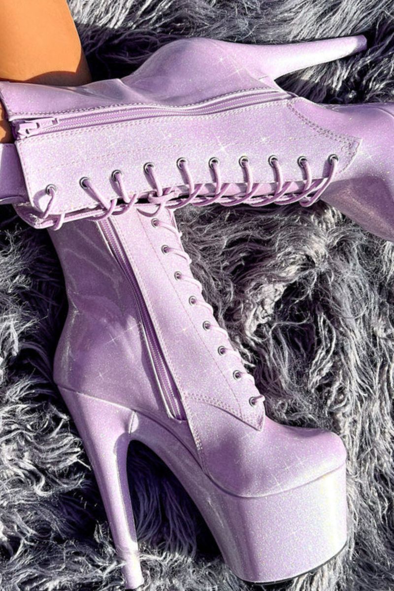 Hella Heels The Glitterati 7inch Boots - Lilac Lovers - Image 2