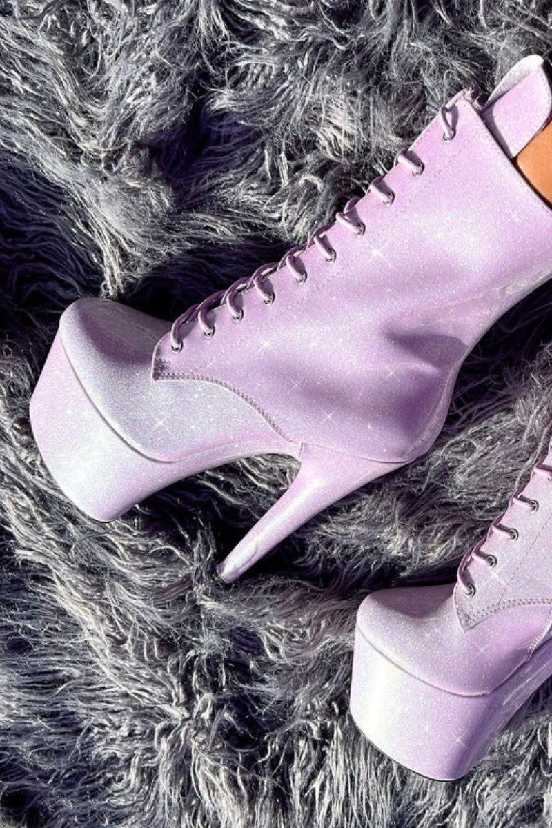 Hella Heels The Glitterati 7inch Boots - Lilac Lovers - Image 3