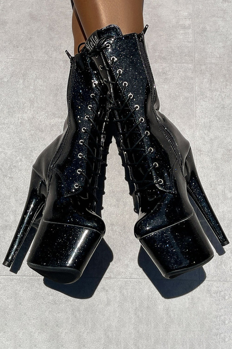 Hella Heels The Glitterati 7inch Boots - Sin City - Image 2