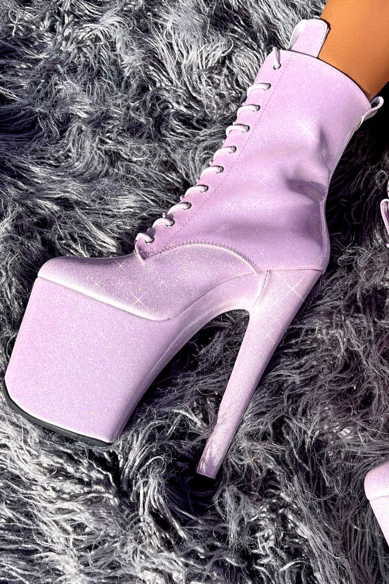 Hella Heels The Glitterati 8inch Boots - Lilac Lovers - Image 2