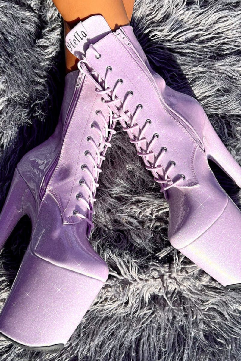 Hella Heels The Glitterati 8inch Boots - Lilac Lovers - Image 3