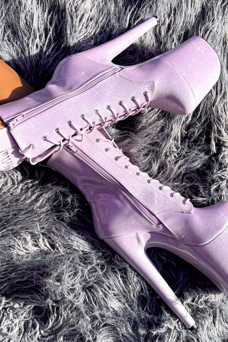 Hella Heels The Glitterati 8inch Boots - Lilac Lovers - Image 4