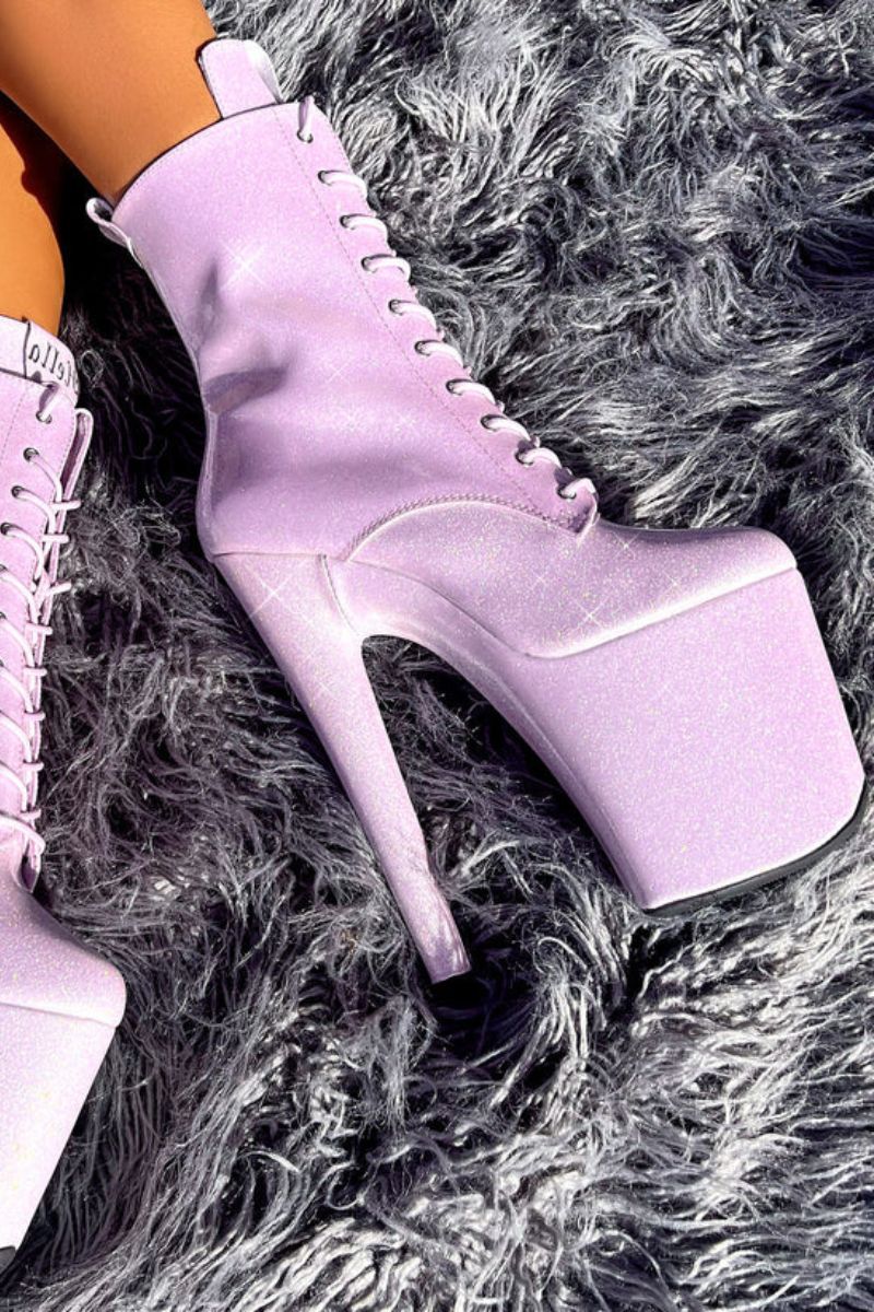 Hella Heels The Glitterati 8inch Boots - Lilac Lovers - Image 7