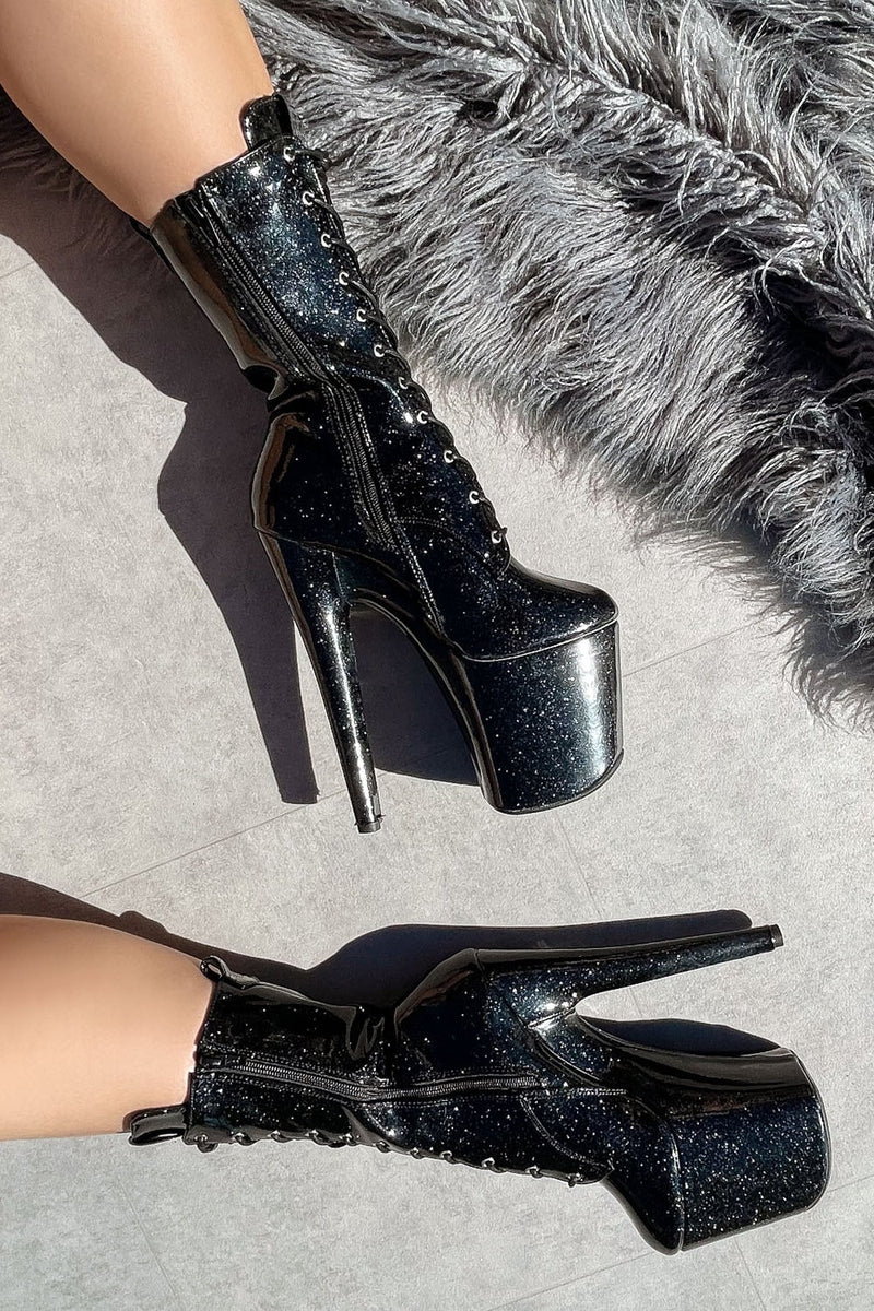 Hella Heels The Glitterati 8inch Boots - Sin City - Image 2