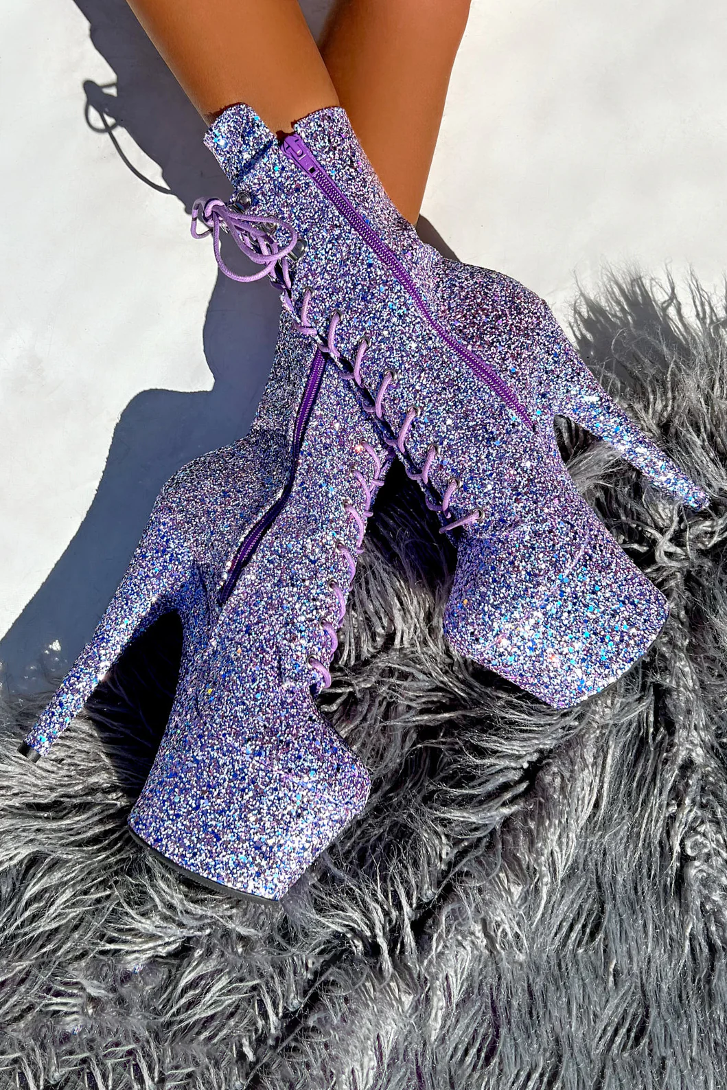 Hella Heels The Glitterati XTRA 7inch Boots - Confetti