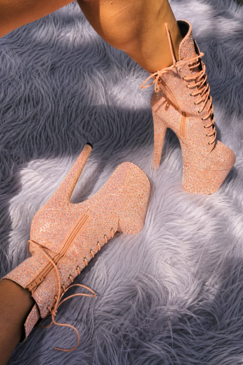 Hella Heels The Glitterati XTRA 8inch Boots - Bellini Spritz - Image 4