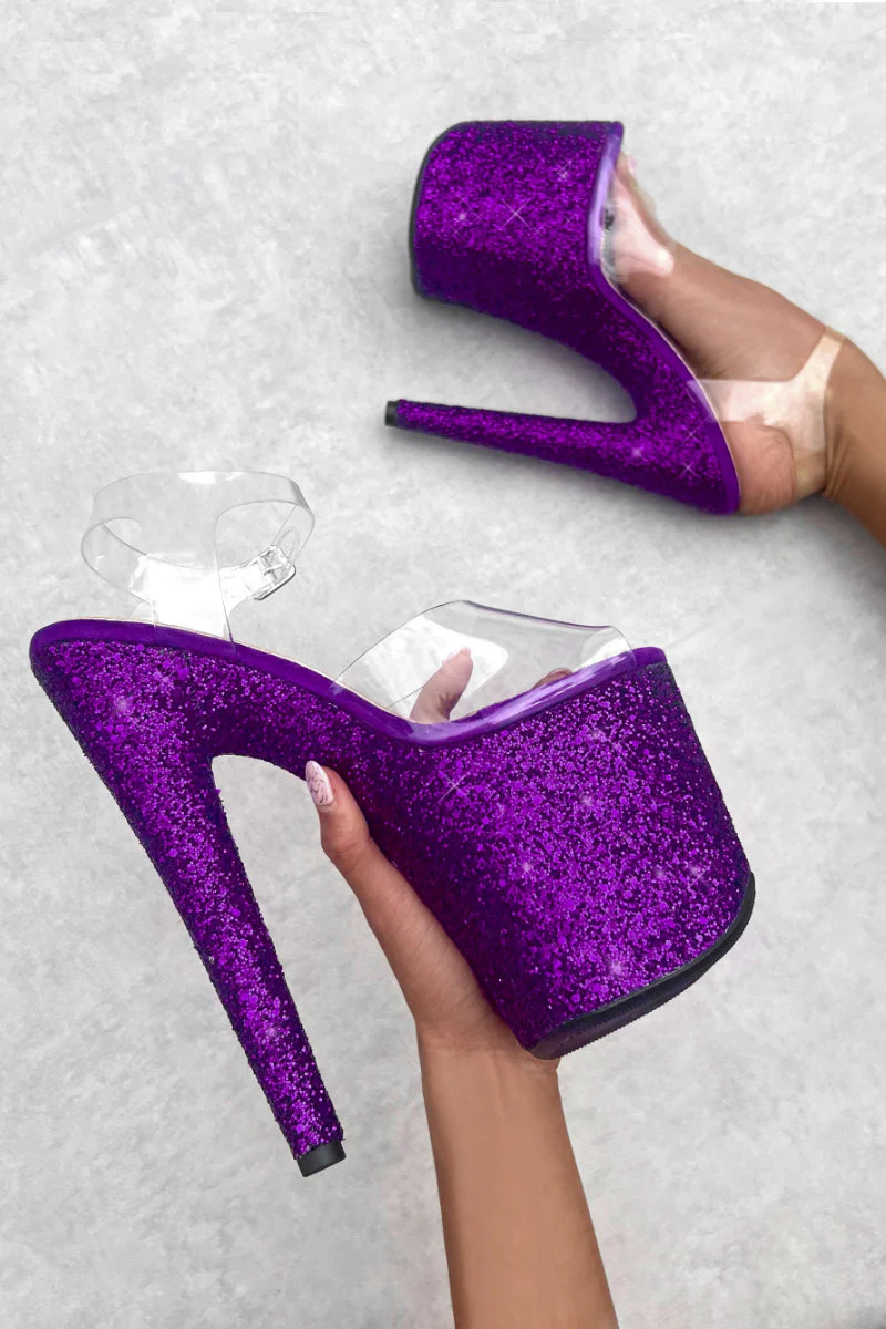 Hella Heels The Glitterati XTRA 8inch Classic Stilettos - Enigma Purple - Image 2