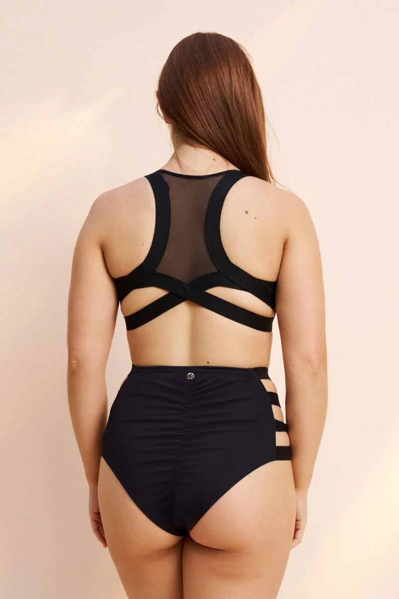 Lunalae Dallas Cross Back Top - Black - Image 2