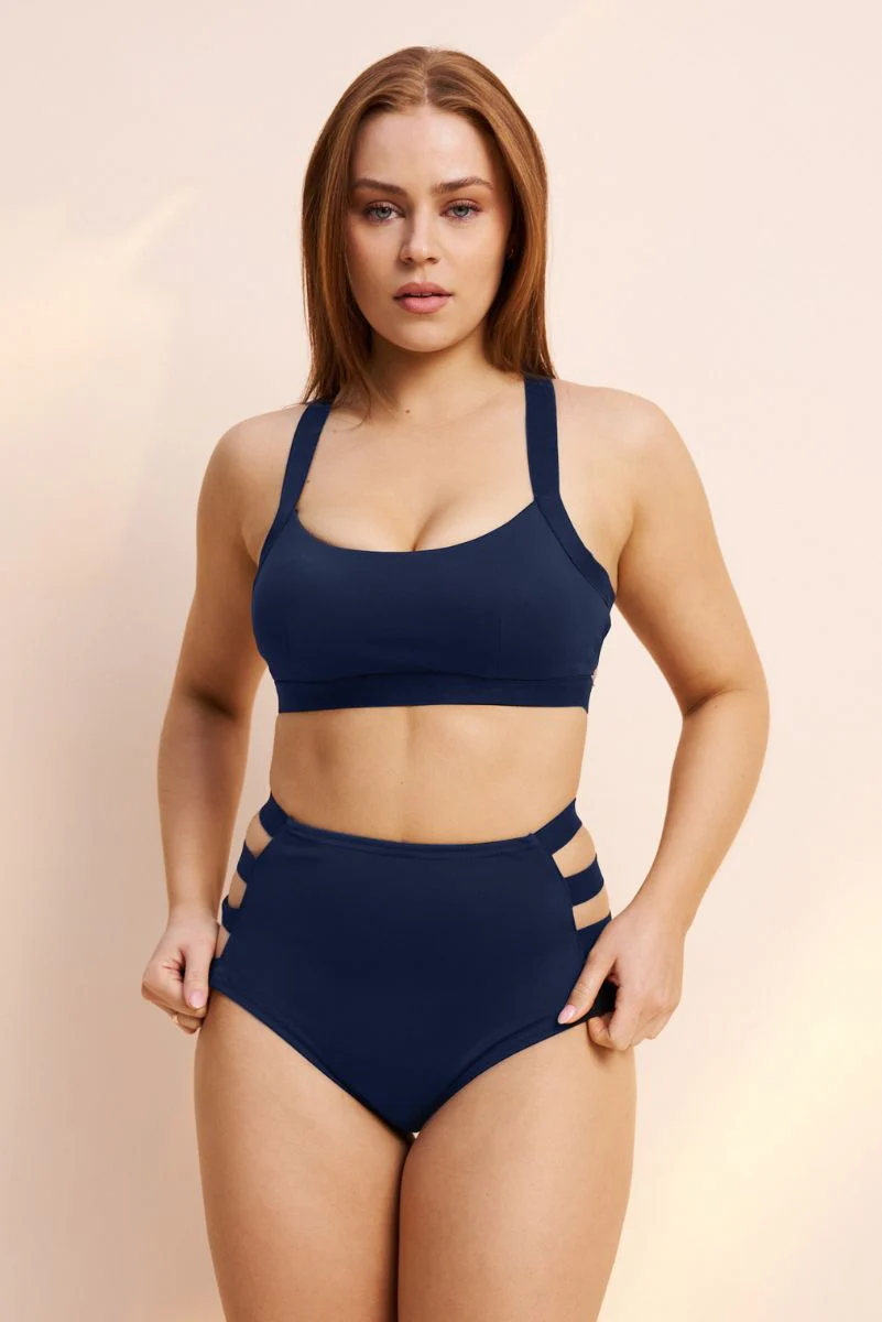 Lunalae Dallas Cross Back Top - Navy - Image 4