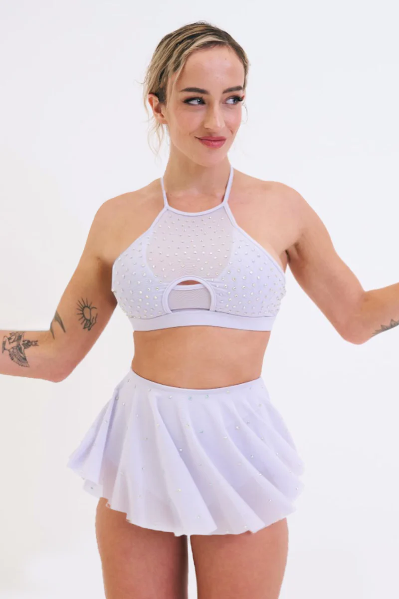 Lunalae Demi Diamante Mesh Halter Top - Lilac - Image 5