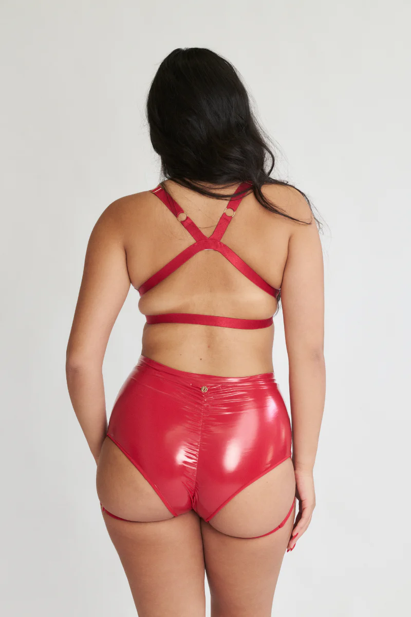 Lunalae Follow Me Bra - Red PU - Image 2