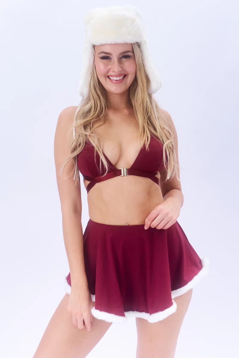 Lunalae Free Flow High Waist Shorts - Wine/White Trim - Image 5