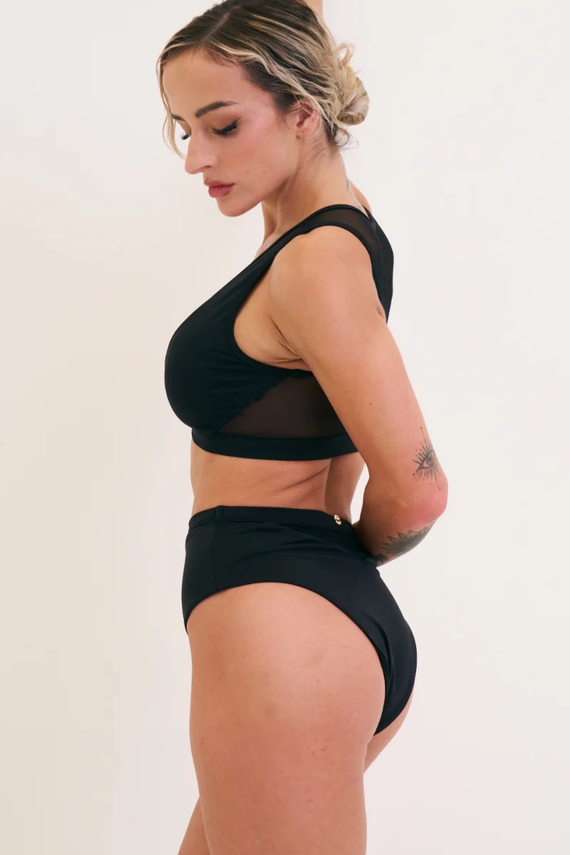 Lunalae Odessa High Waist Bottoms - Black Mesh - Image 3