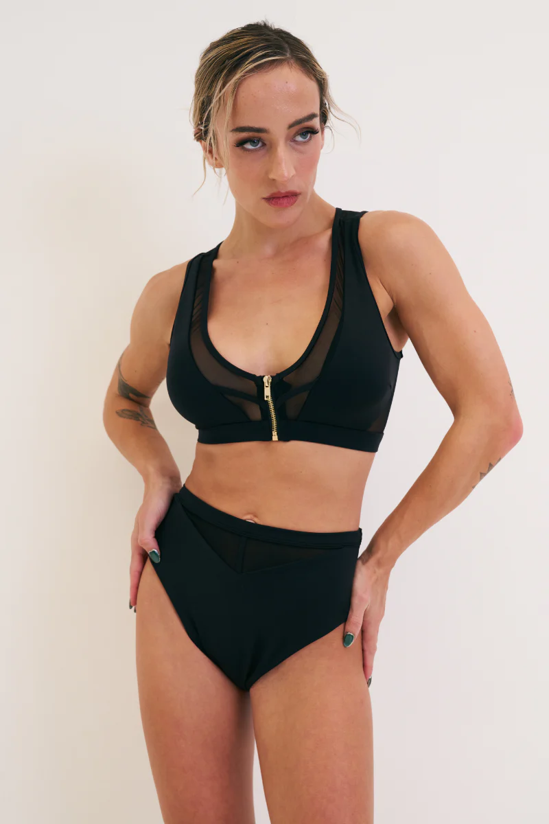 Lunalae Odessa Zip Top - Black Mesh - Image 7