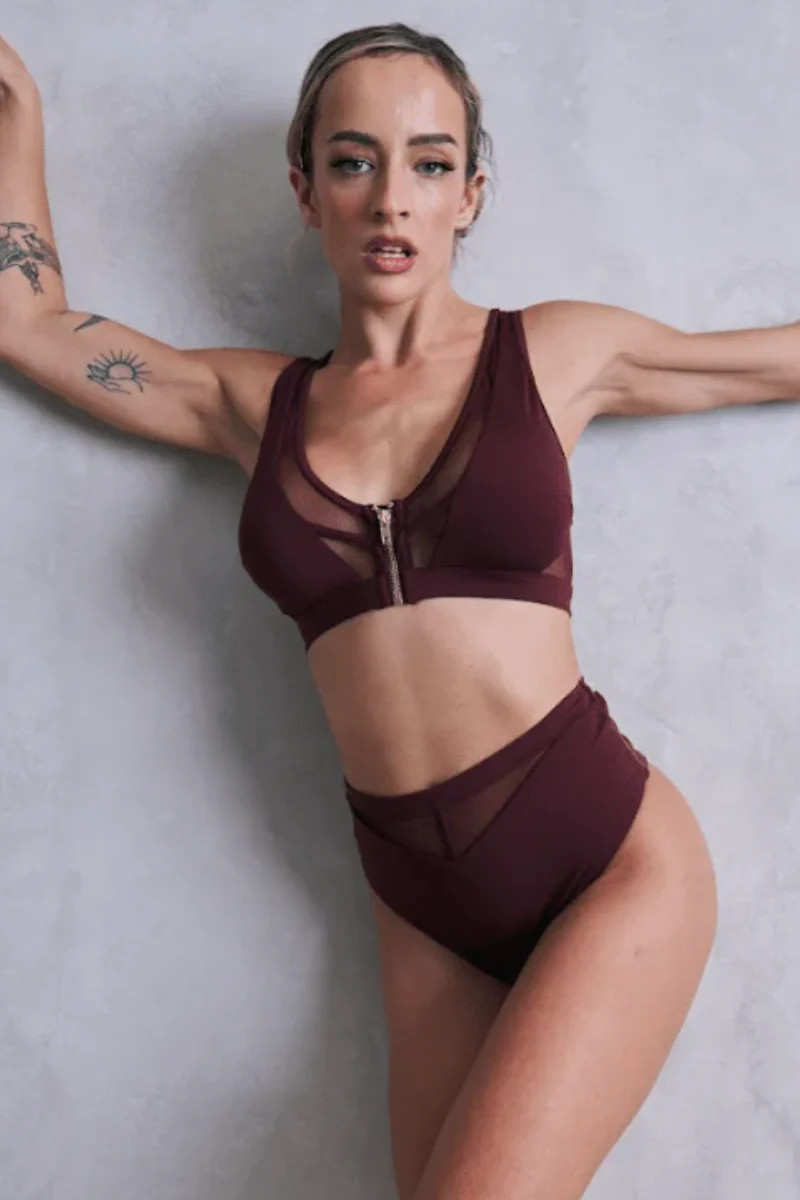 Lunalae Odessa Zip Top - Chocolate Mesh - Image 5
