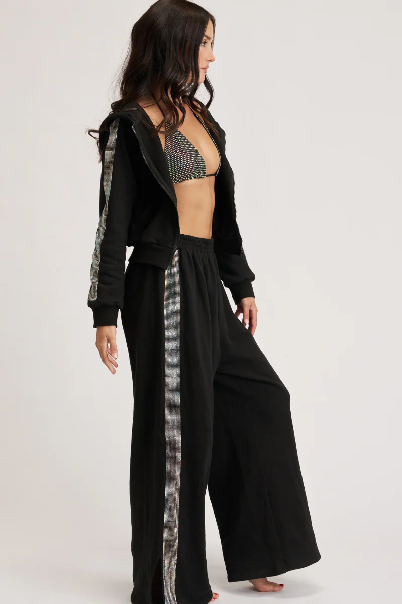 Lunalae Sabrina Diamante Track Pants - Black
