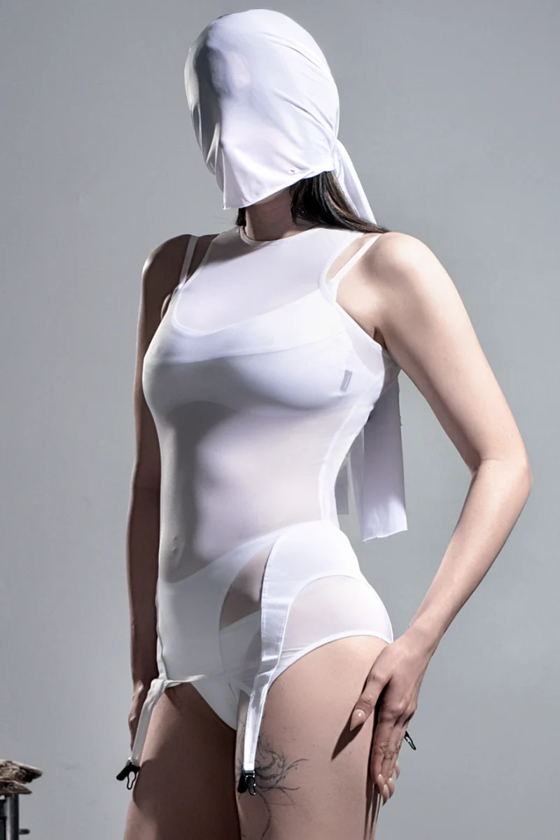 MÆD Derive Mini Dress - White Mesh - Image 3