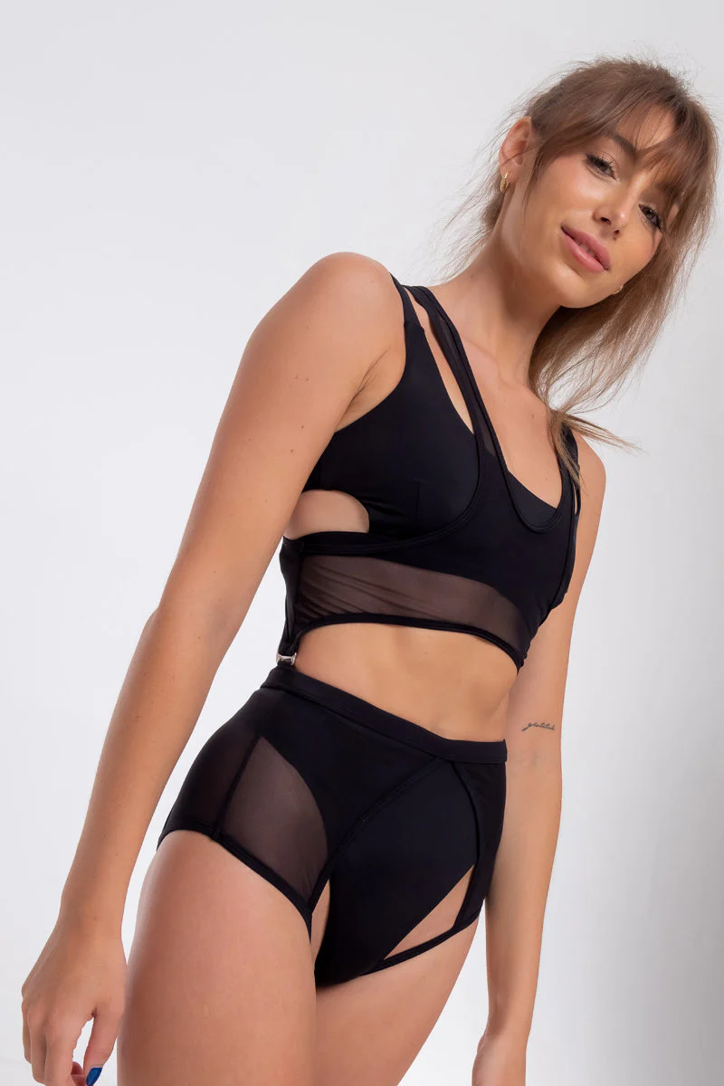 Nona Perkasa Orchid Body Harness - Black/Black - Image 3