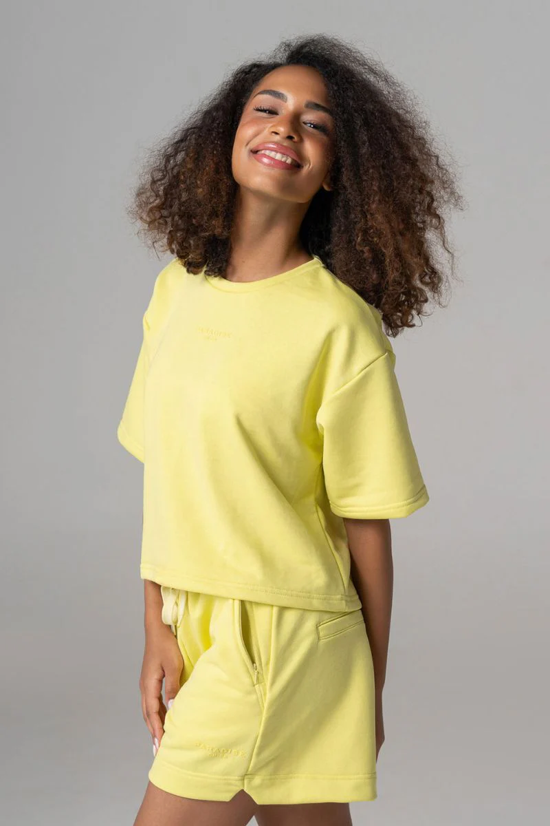 Paradise Chick Supreme Jersey Logo Shorts - Mellow Yellow - Image 3
