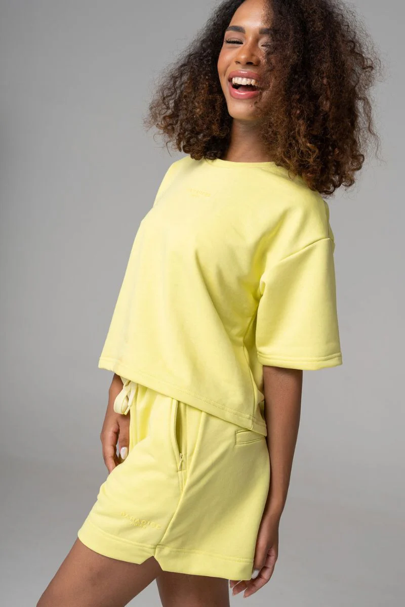 Paradise Chick Supreme Jersey Logo Shorts - Mellow Yellow - Image 4