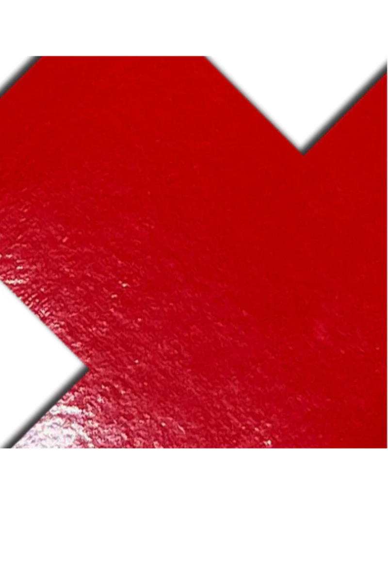 Pastease Faux Latex Pleather Vinyl Cross Nipple Pasties - Red - Image 9