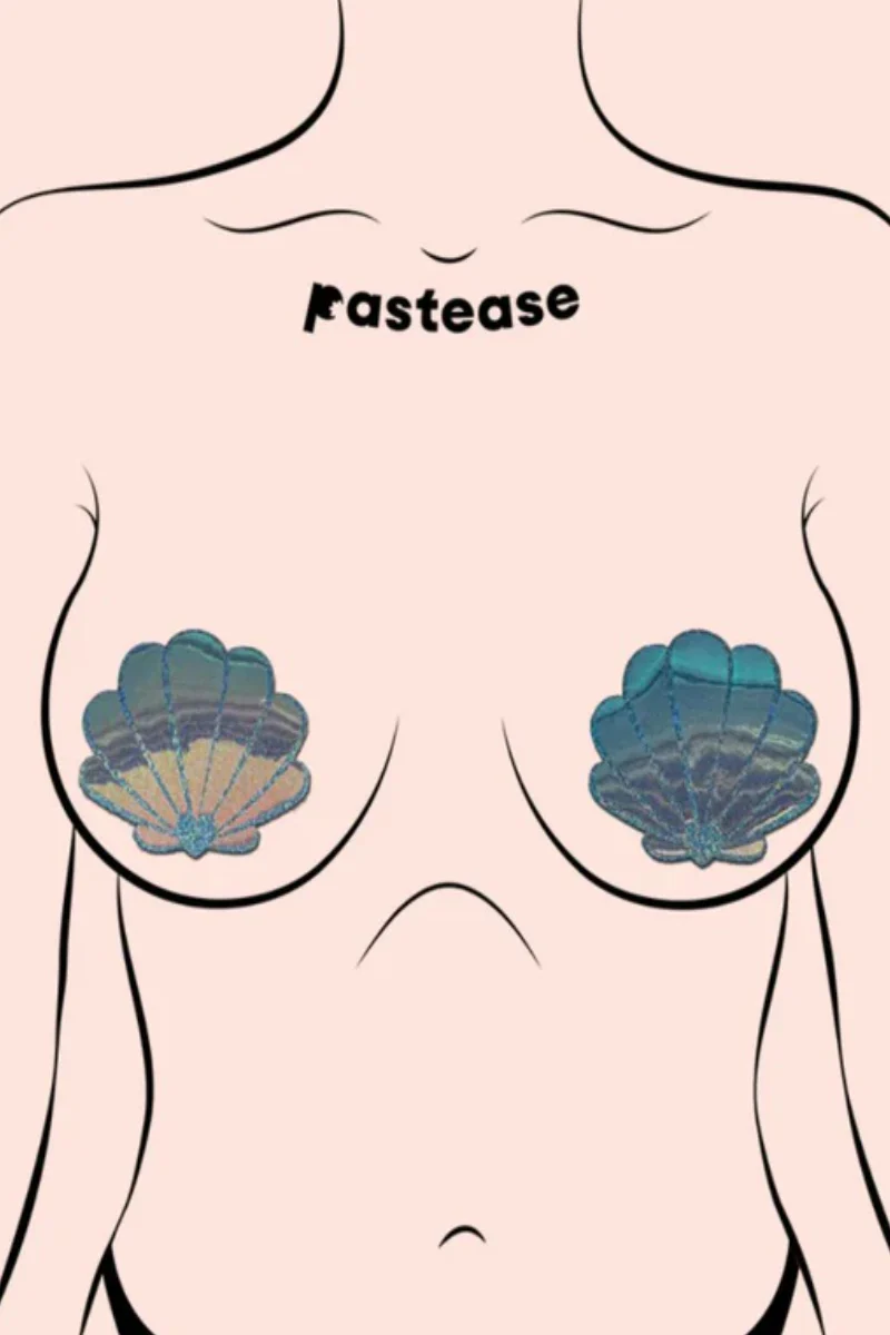 Pastease Seashell Opalescent  Nipple Pasties - Seafoam Blue - Image 3