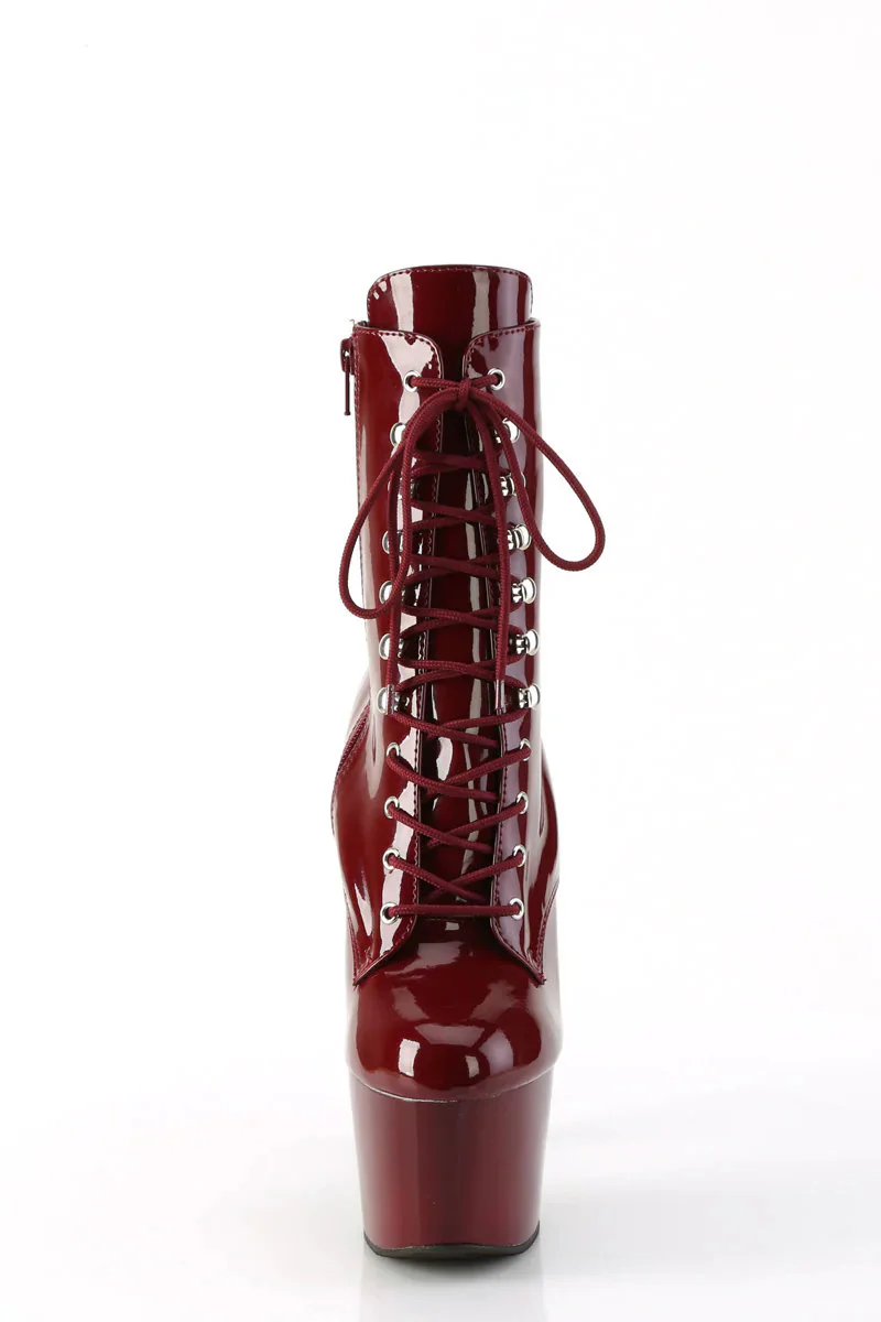 Pleaser USA Adore-1020 7inch Boots - Patent Burgundy - Image 2