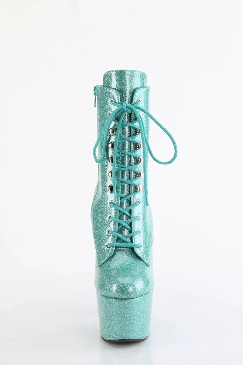 Pleaser USA Adore-1020GP 7inch Boots - Aqua Glitter - Image 2