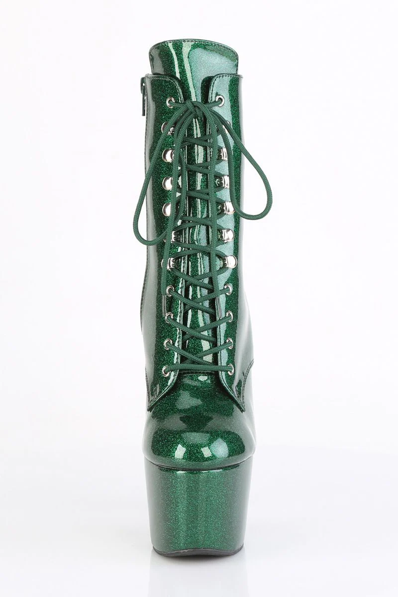 Pleaser USA Adore-1020GP 7inch Boots - Emerald Green Glitter - Image 2