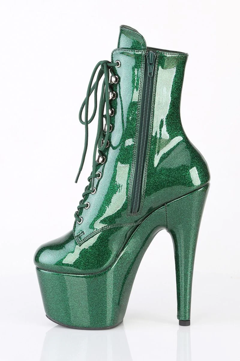 Pleaser USA Adore-1020GP 7inch Boots - Emerald Green Glitter - Image 4