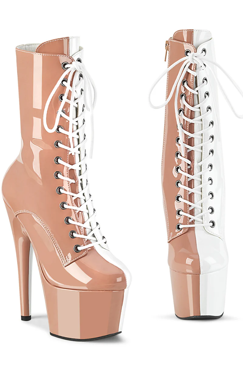Pleaser USA Adore-1040TT 7inch Boots - Patent Blush/White