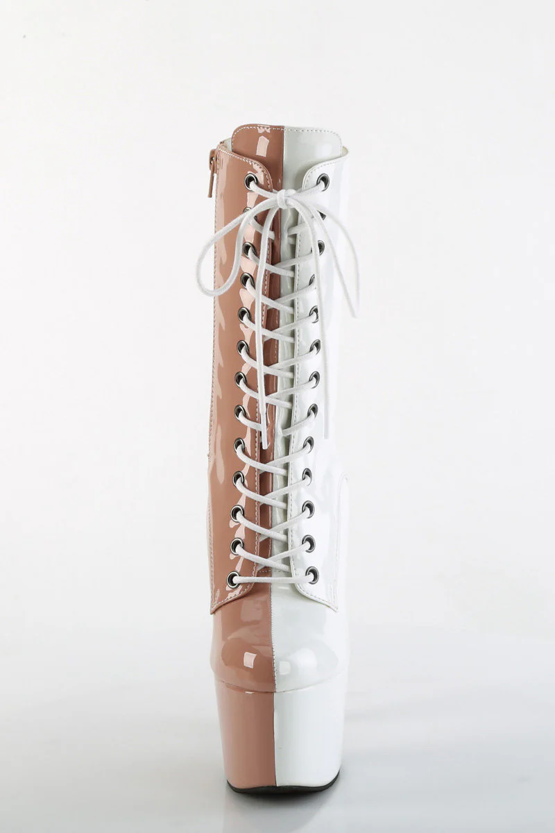 Pleaser USA Adore-1040TT 7inch Boots - Patent Blush/White - Image 3
