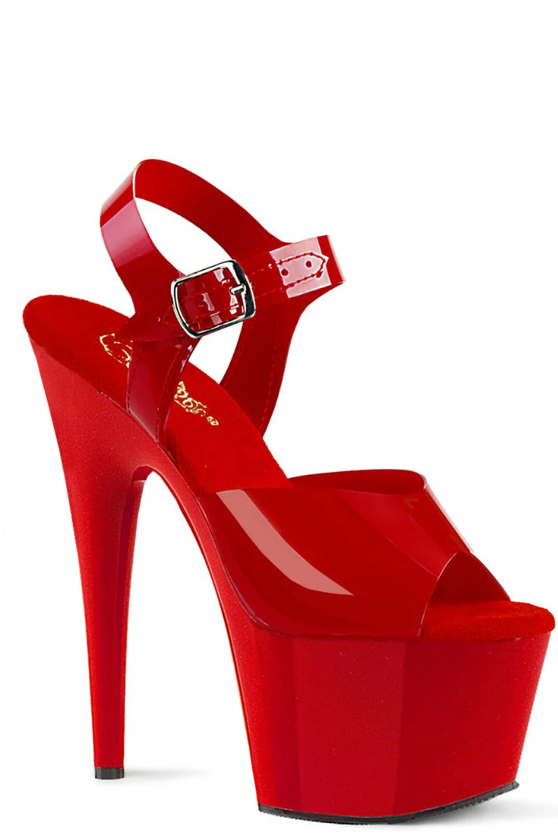Pleaser USA Adore-708N 7inch Jelly-Like Stilettos - Red - Image 3