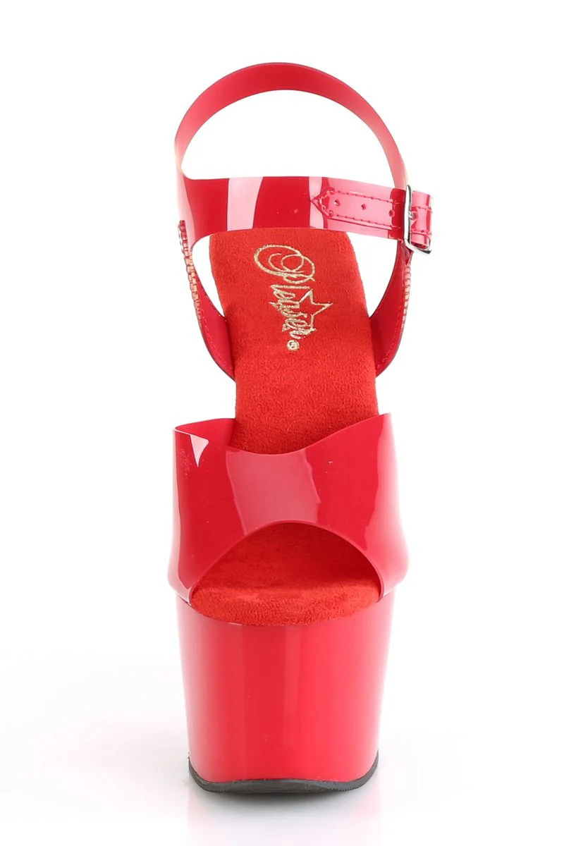 Pleaser USA Adore-708N 7inch Jelly-Like Stilettos - Red - Image 4