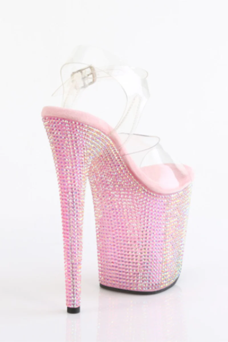 Pleaser USA Bejewelled-808RRS 8inch Stilettos - Baby Pink - Image 2