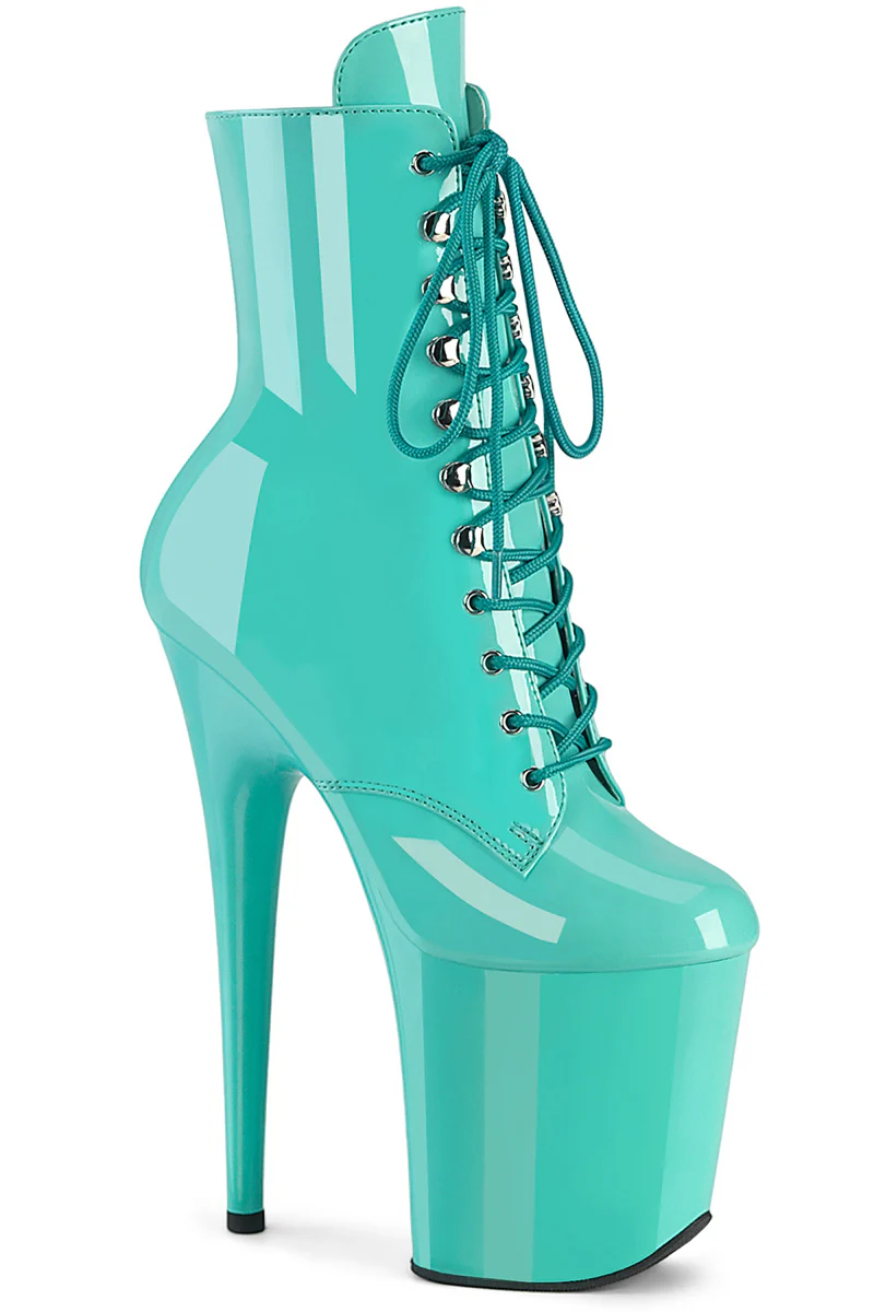 Pleaser USA Flamingo-1020 8inch Boots - Patent Aqua