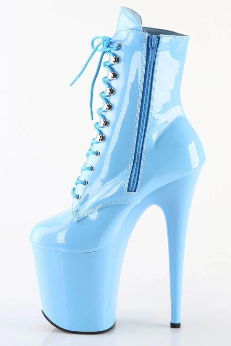 Pleaser USA Flamingo-1020 8inch Boots - Patent Baby Blue - Image 3