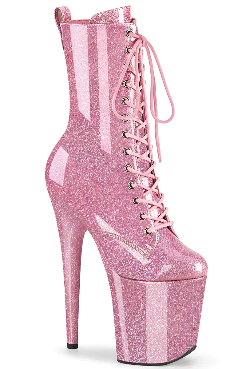 Pleaser USA Flamingo-1040GP 8inch Boots - Baby Pink Glitter