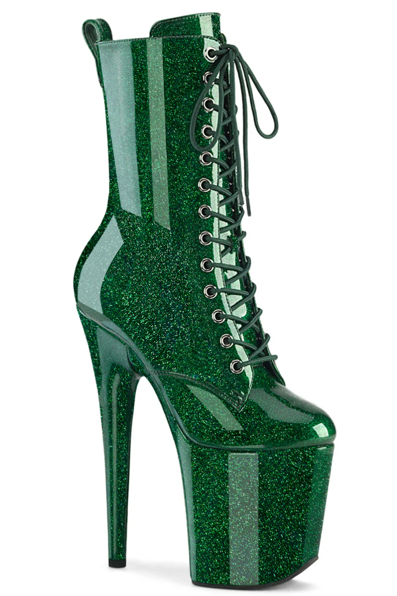 Pleaser USA Flamingo-1040GP 8inch Boots - Emerald Green Glitter