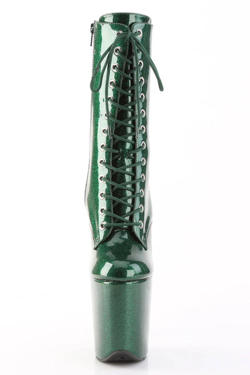 Pleaser USA Flamingo-1040GP 8inch Boots - Emerald Green Glitter - Image 2
